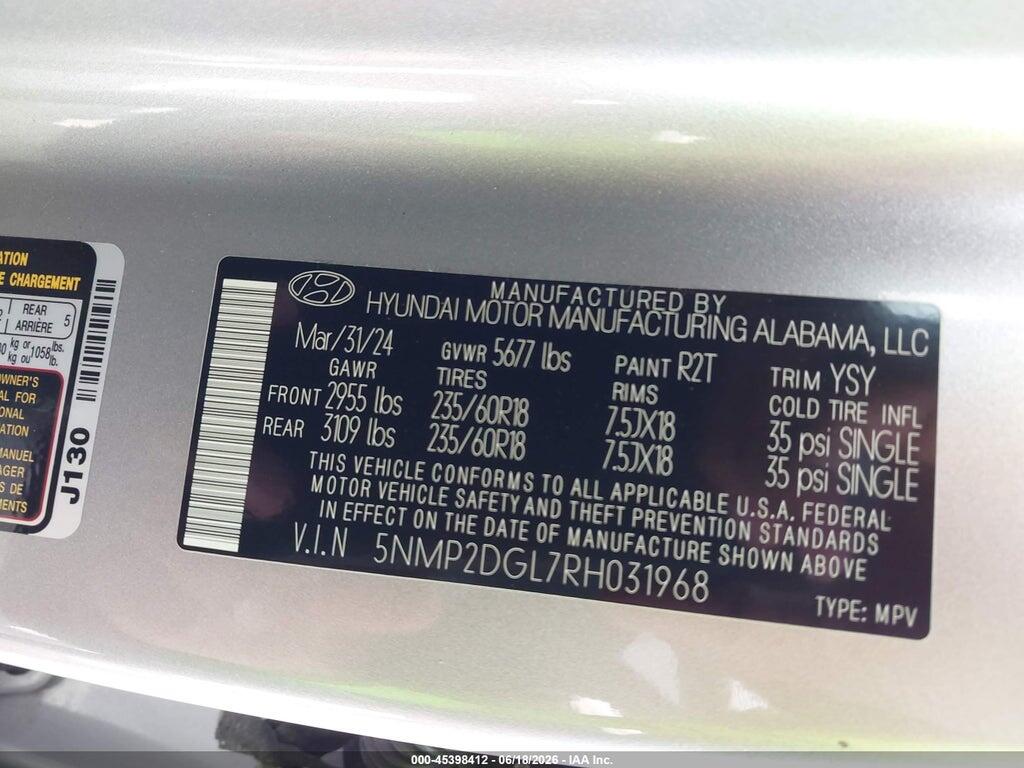 5NMP2DGL7RH031968 2024 HYUNDAI SANTA FE photo no. 9