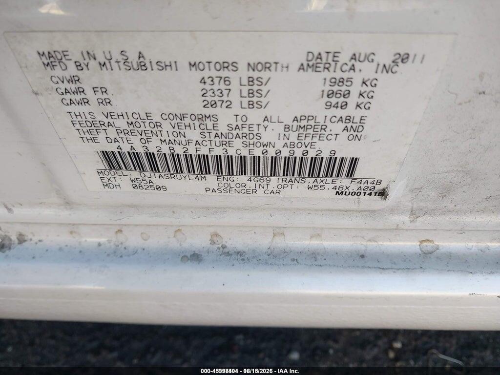 4A32B2FF3CE009029 2012 MITSUBISHI GALANT photo no. 9