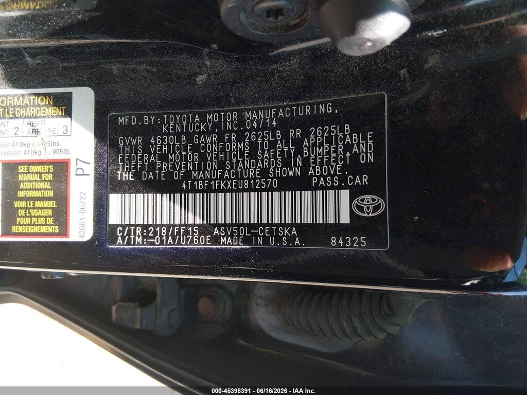 4T1BF1FKXEU812570 2014 TOYOTA CAMRY photo no. 9
