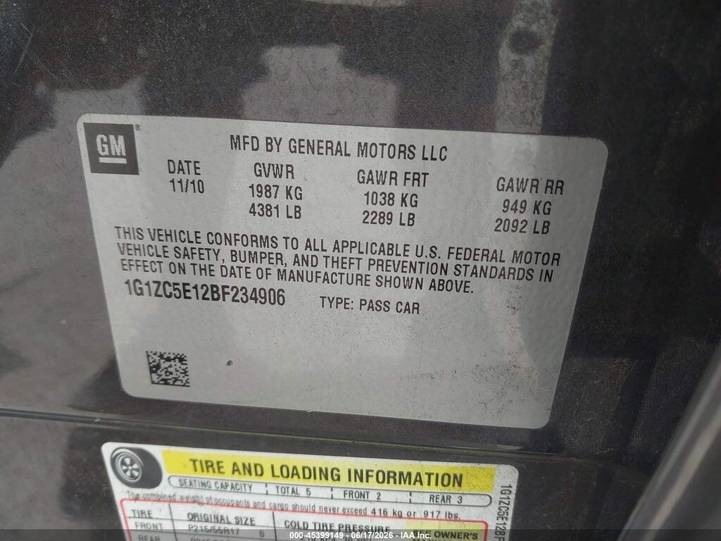 1G1ZC5E12BF234906 2011 CHEVROLET MALIBU photo no. 9