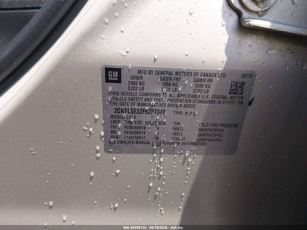 2GKFLSE32F6287040 2015 GMC TERRAIN photo no. 9