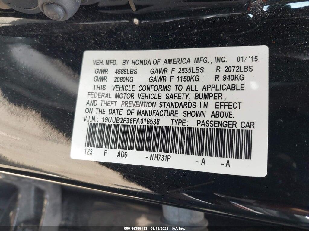 19UUB2F36FA016538 2015 ACURA TLX photo no. 9