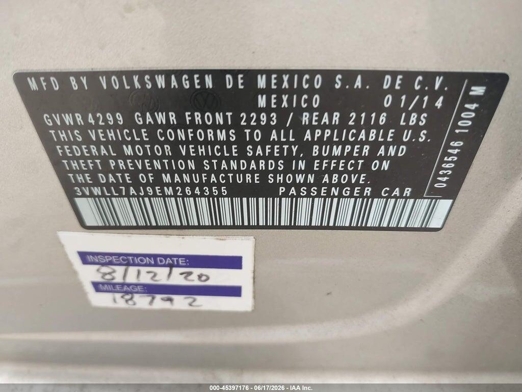 3VWLL7AJ9EM264355 2014 VOLKSWAGEN JETTA photo no. 9
