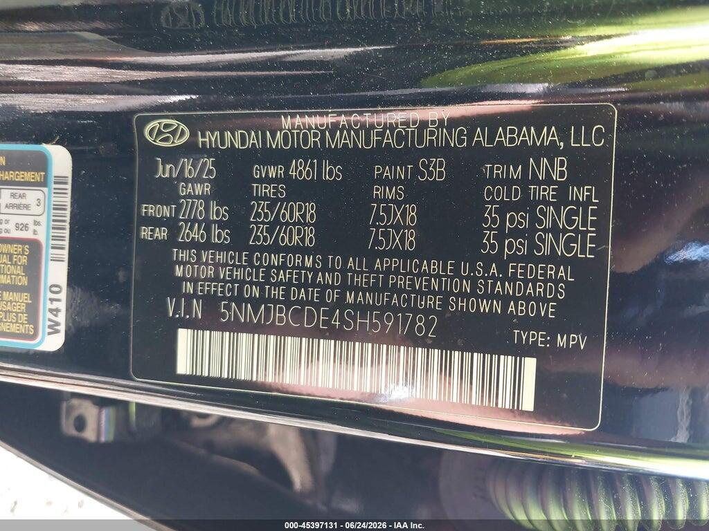 5NMJBCDE4SH591782 2025 HYUNDAI TUCSON photo no. 9