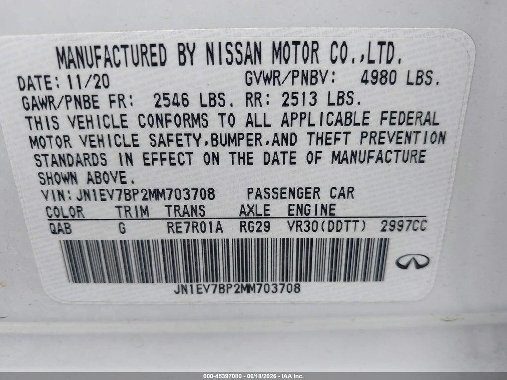 JN1EV7BP2MM703708 2021 INFINITI Q50 photo no. 9