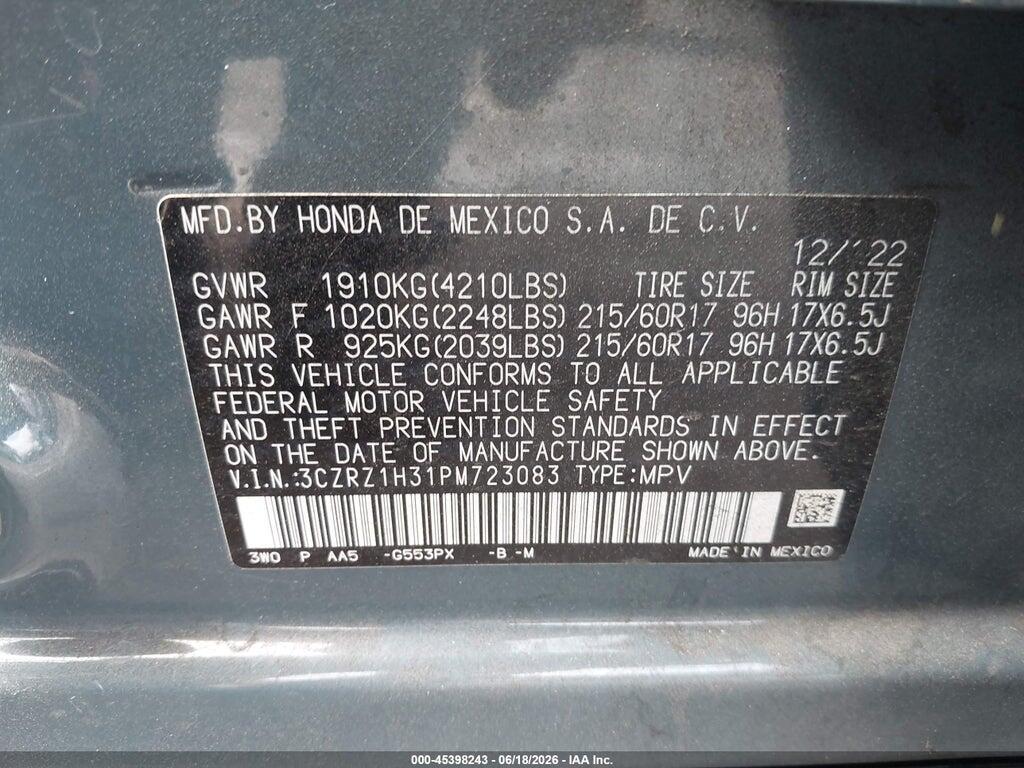 3CZRZ1H31PM723083 2023 HONDA HR-V photo no. 9