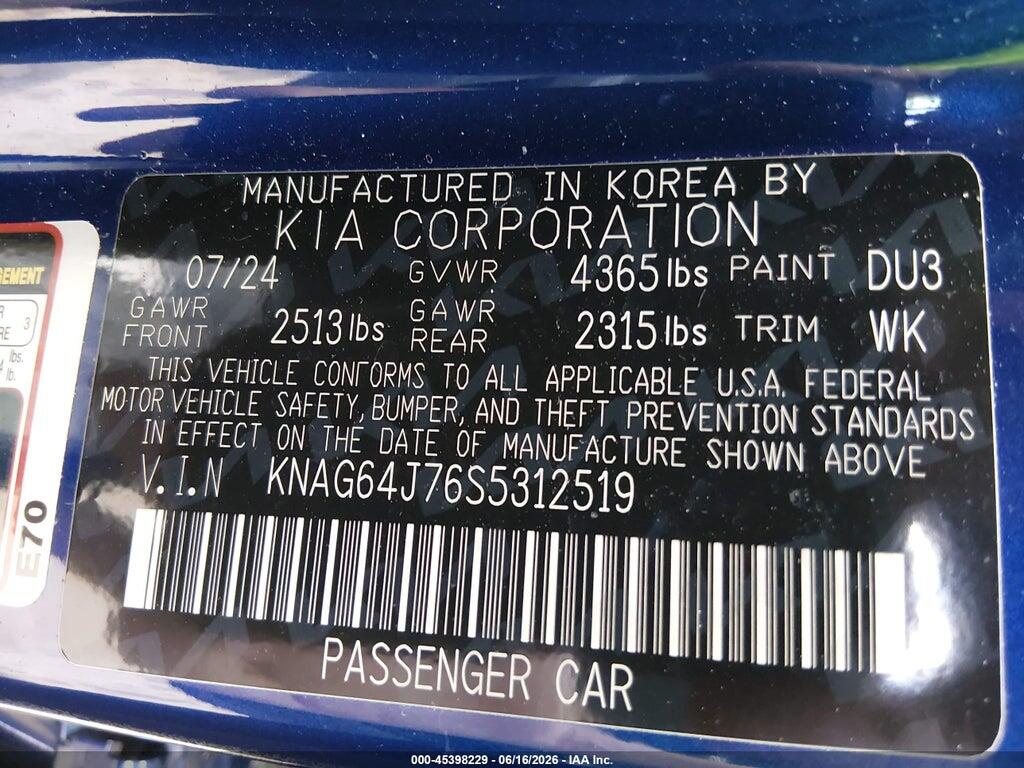 KNAG64J76S5312519 2025 KIA K5 photo no. 9