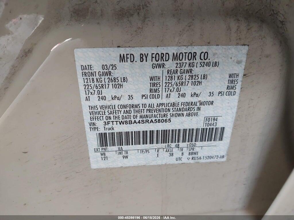 3FTTW8BA4SRA58065 2025 FORD MAVERICK photo no. 9