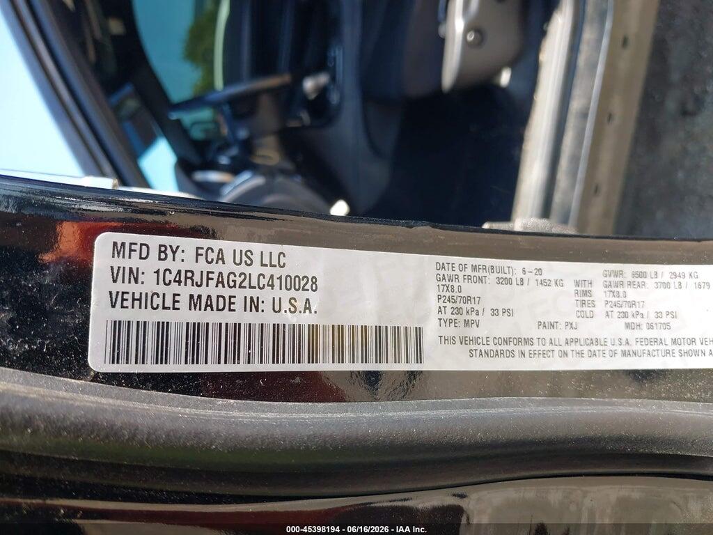 1C4RJFAG2LC410028 2020 JEEP GRAND CHEROKEE photo no. 9