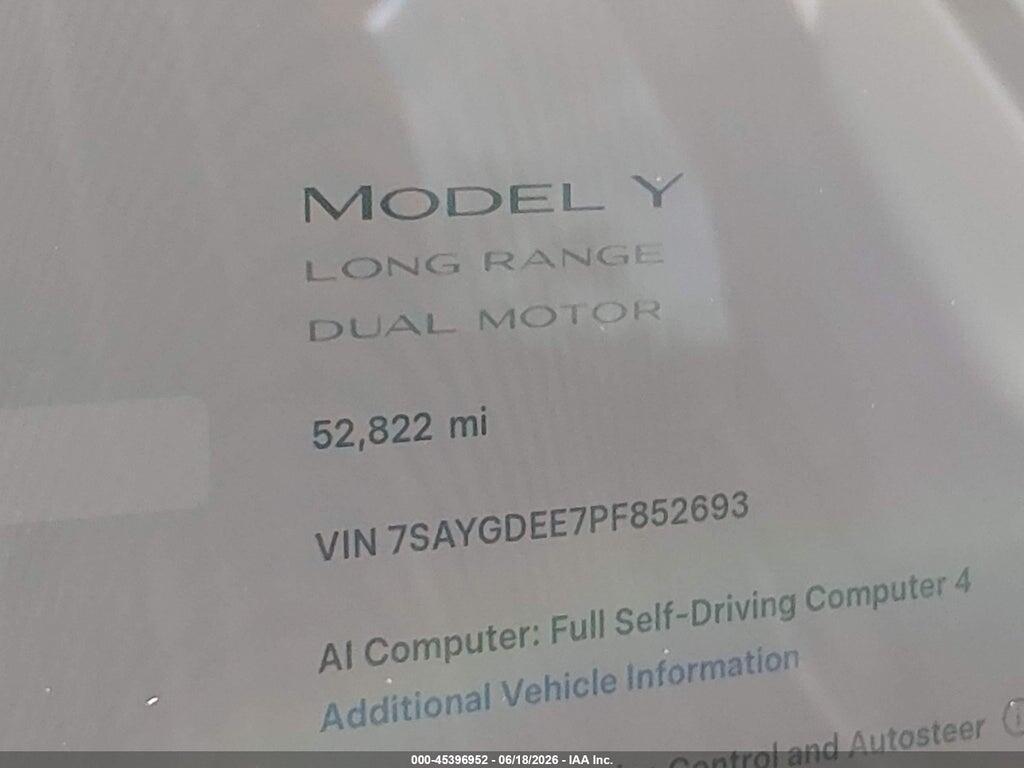 7SAYGDEE7PF852693 2023 TESLA MODEL Y photo no. 7