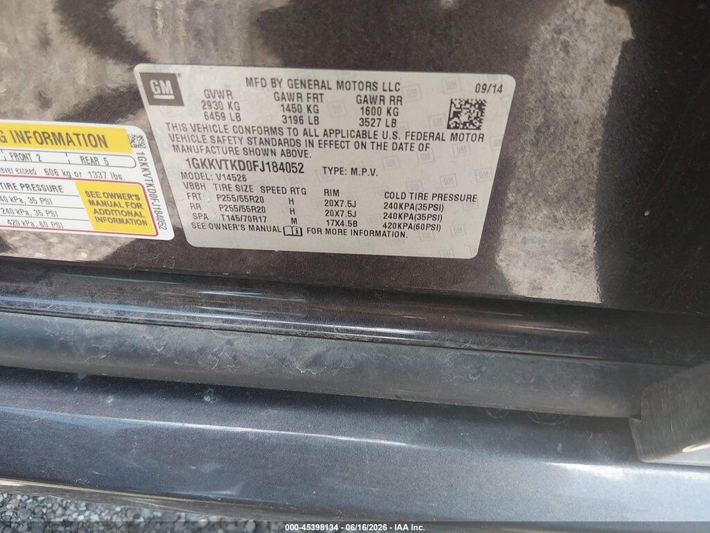 1GKKVTKD0FJ184052 2015 GMC ACADIA photo no. 9