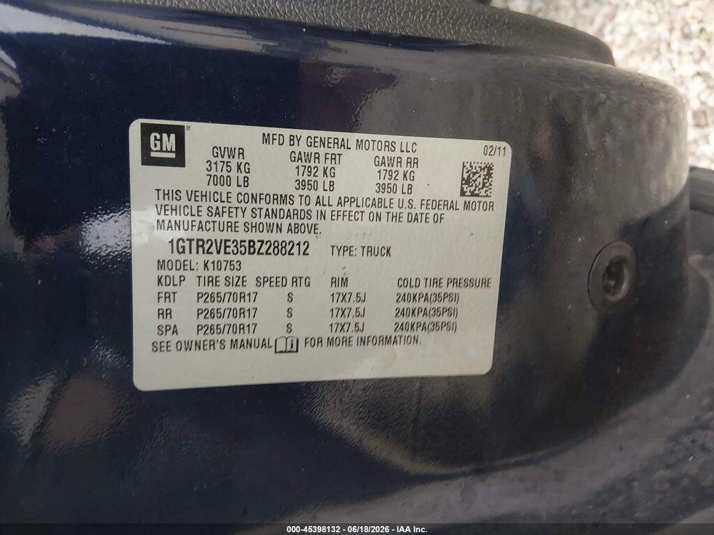 1GTR2VE35BZ288212 2011 GMC SIERRA 1500 photo no. 9