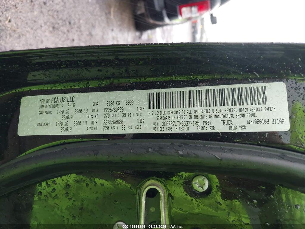 3C6RR7LTXGG377105 2016 RAM 1500 photo no. 9