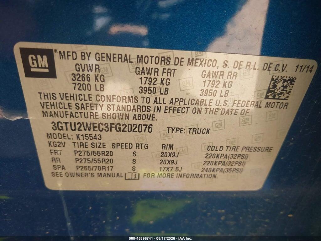 3GTU2WEC3FG202076 2015 GMC SIERRA 1500 photo no. 9