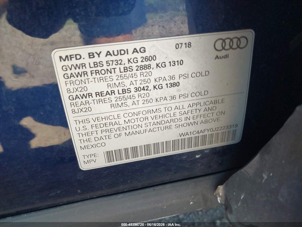 WA1C4AFY0J2223319 2018 AUDI SQ5 photo no. 9