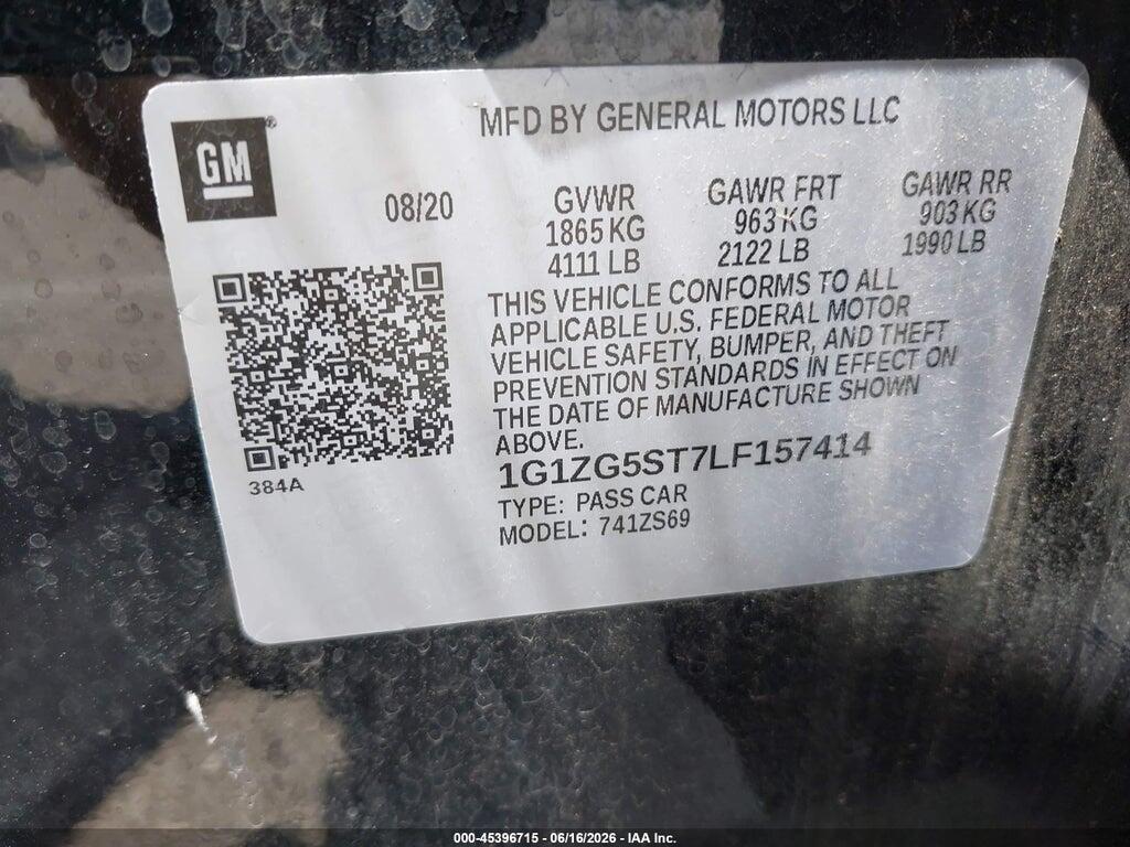 1G1ZG5ST7LF157414 2020 CHEVROLET MALIBU photo no. 9