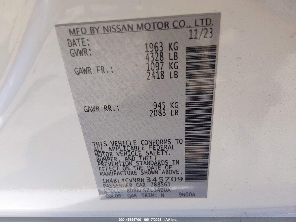 1N4BL4CV9RN345709 2024 NISSAN ALTIMA photo no. 9