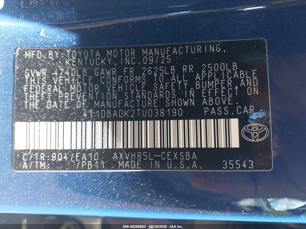 4T1DBADK2TU038190 2026 TOYOTA CAMRY photo no. 9