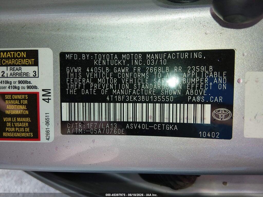 4T1BF3EK3BU135550 2011 TOYOTA CAMRY photo no. 9
