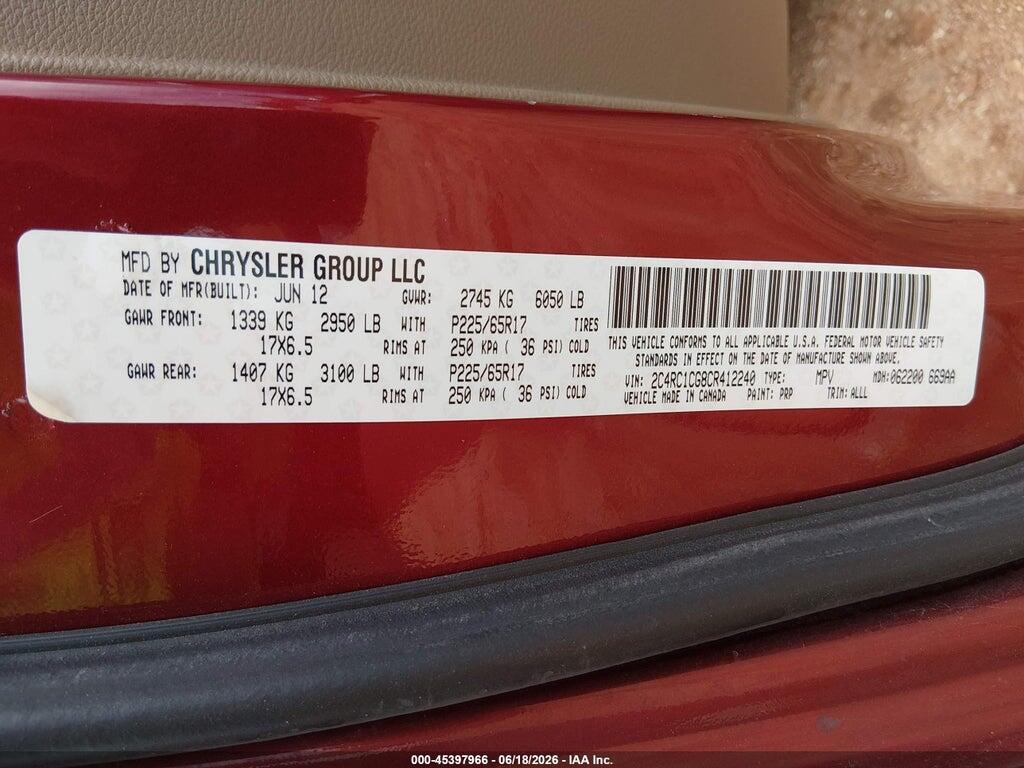 2C4RC1CG8CR412240 2012 CHRYSLER TOWN & COUNTRY photo no. 8