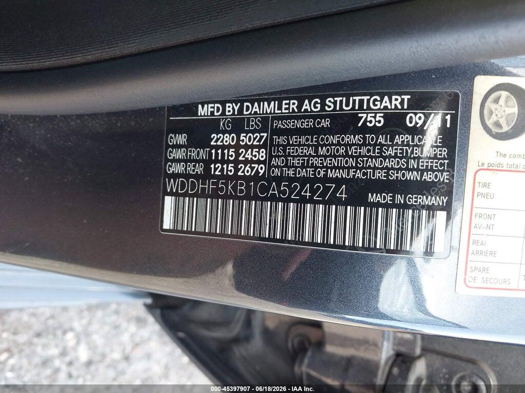 WDDHF5KB1CA524274 2012 MERCEDES-BENZ E 350 photo no. 9