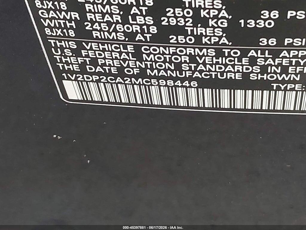 1V2DP2CA2MC598446 2021 VOLKSWAGEN ATLAS photo no. 9
