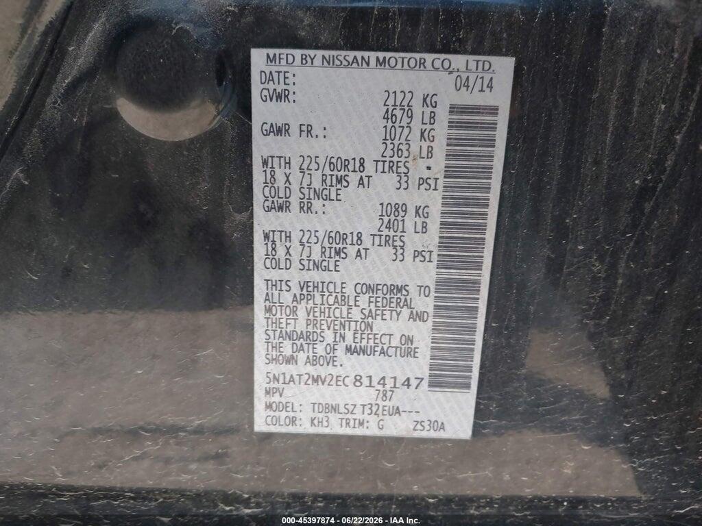 5N1AT2MV2EC814147 2014 NISSAN ROGUE photo no. 9