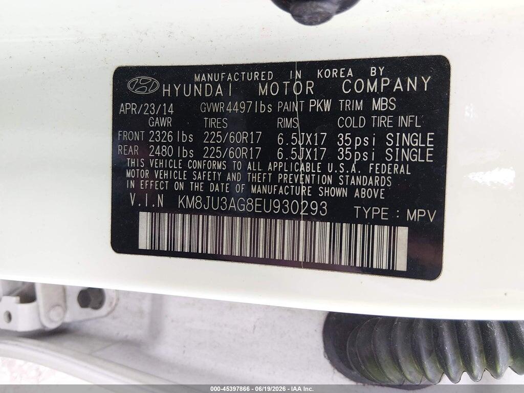 KM8JU3AG8EU930293 2014 HYUNDAI TUCSON photo no. 9