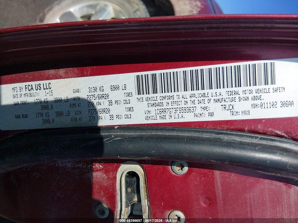 1C6RR7GT3FS593637 2015 RAM 1500 photo no. 8