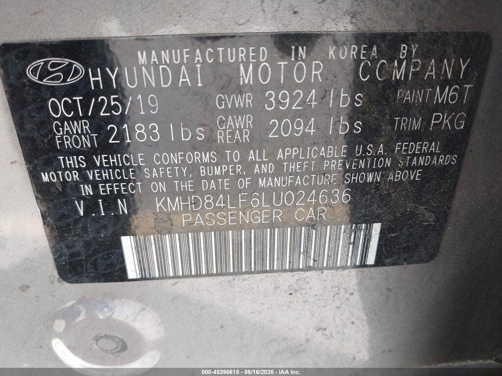 KMHD84LF6LU024636 2020 HYUNDAI ELANTRA photo no. 9