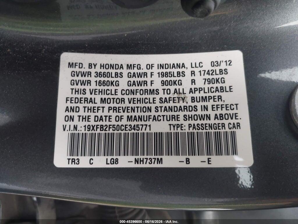19XFB2F50CE345771 2012 HONDA CIVIC photo no. 9