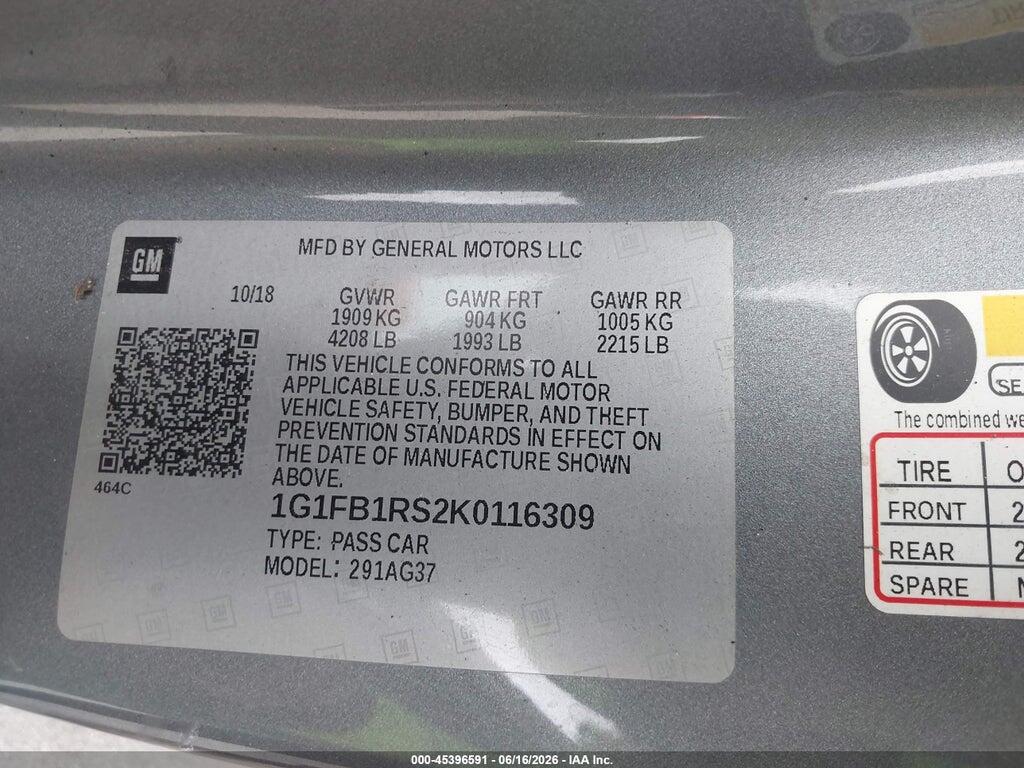 1G1FB1RS2K0116309 2019 CHEVROLET CAMARO photo no. 9