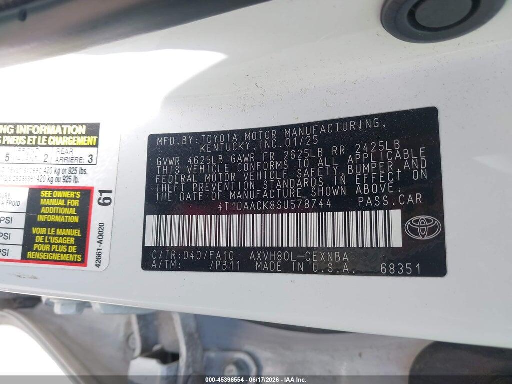 4T1DAACK8SU578744 2025 TOYOTA CAMRY photo no. 9