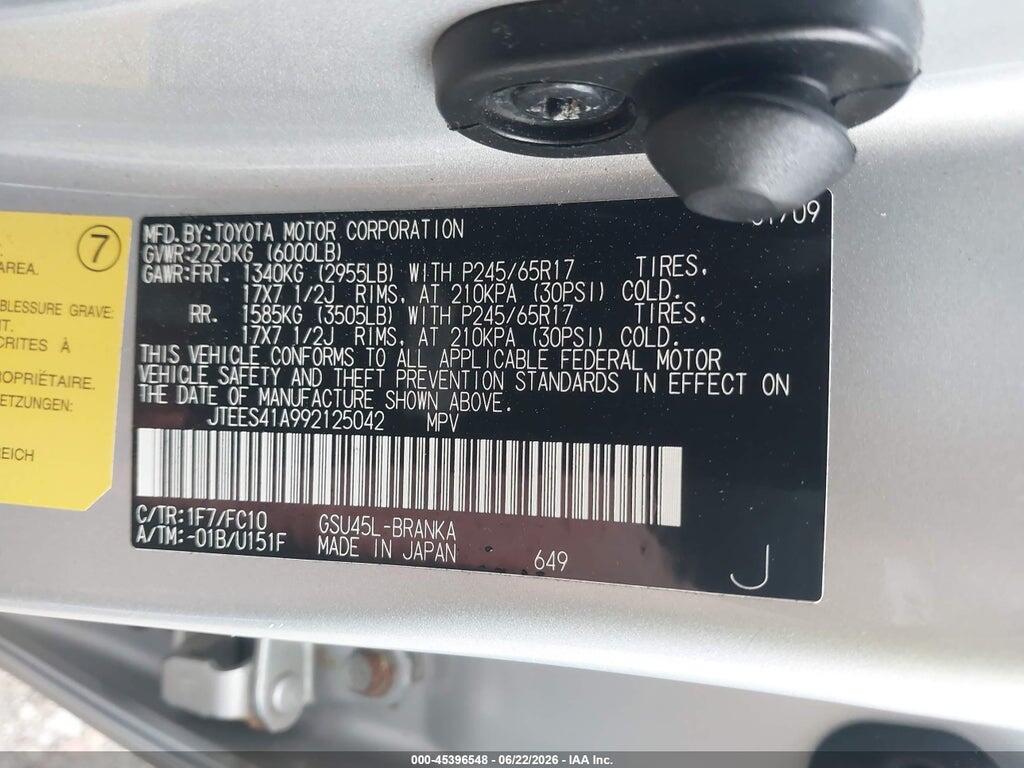 JTEES41A992125042 2009 TOYOTA HIGHLANDER photo no. 9