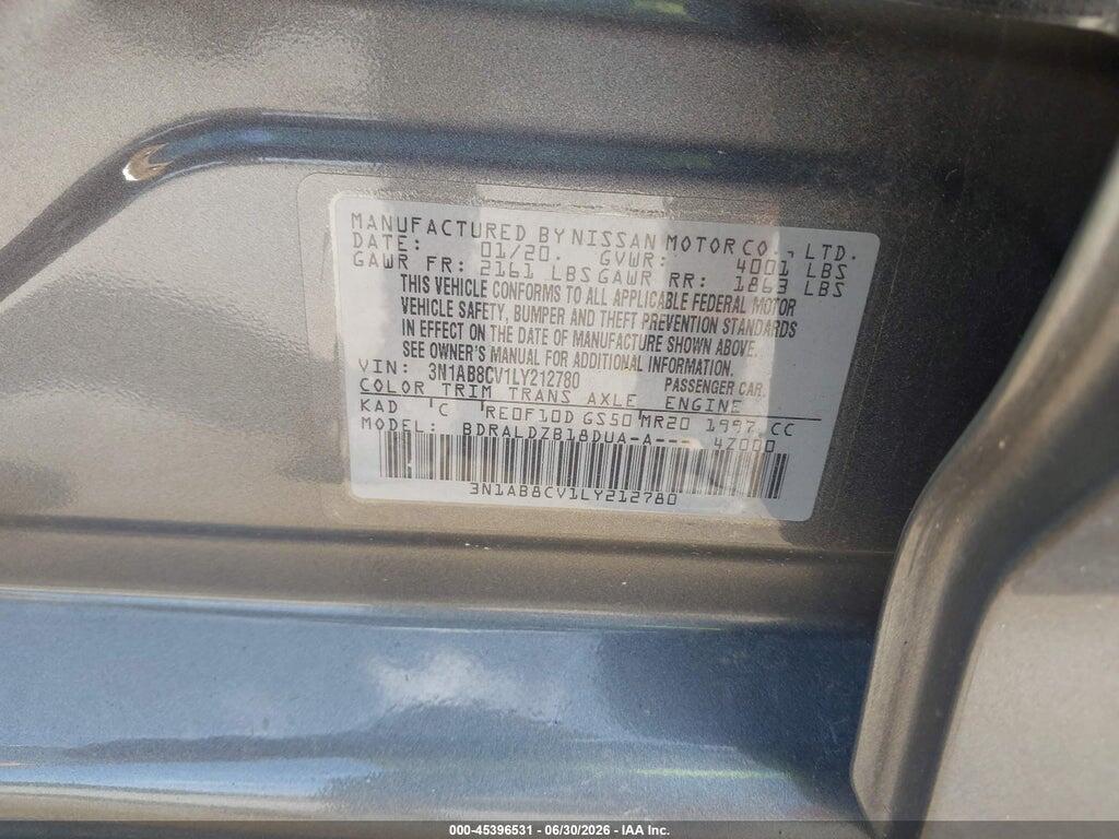 3N1AB8CV1LY212780 2020 NISSAN SENTRA photo no. 9