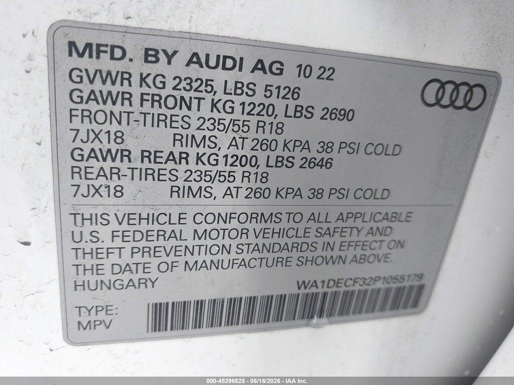 WA1DECF32P1055179 2023 AUDI Q3 photo no. 9