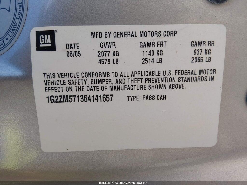 1G2ZM571364141657 2006 PONTIAC G6 photo no. 9