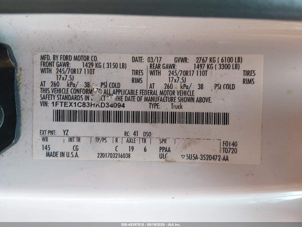1FTEX1C83HKD34094 2017 FORD F-150 photo no. 9