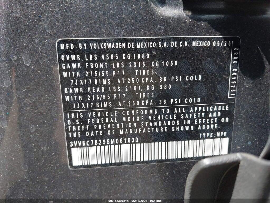 3VV5C7B29SM061630 2025 VOLKSWAGEN TAOS photo no. 9