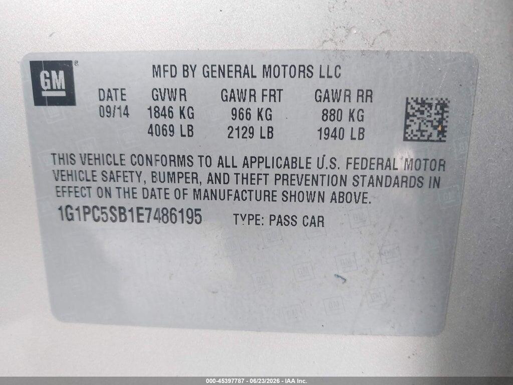 1G1PC5SB1E7486195 2014 CHEVROLET CRUZE photo no. 9