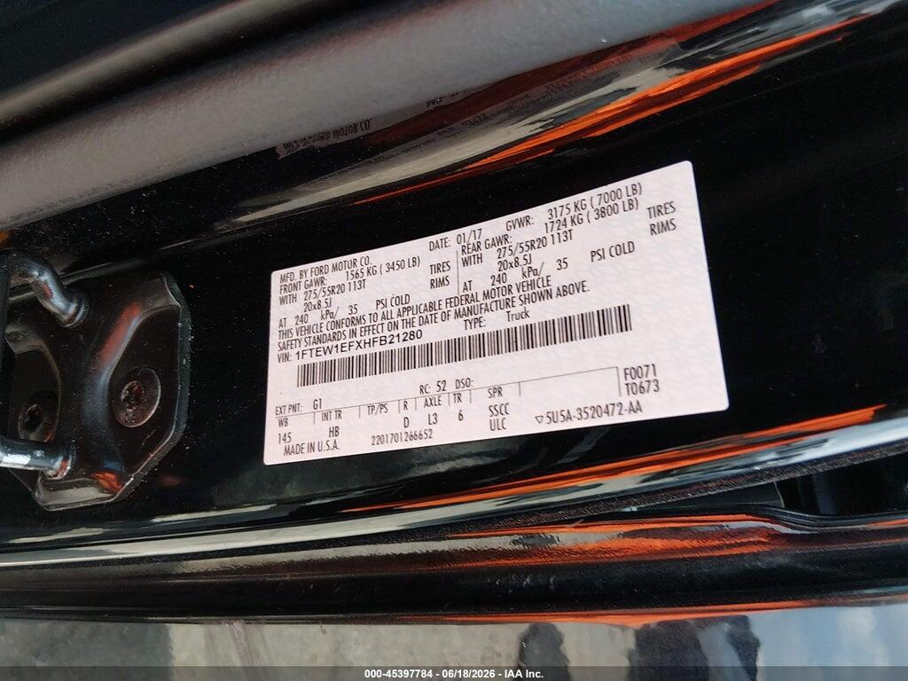 1FTEW1EFXHFB21280 2017 FORD F-150 photo no. 9