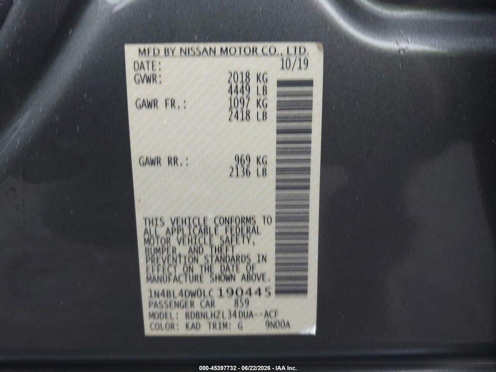 1N4BL4DW0LC190445 2020 NISSAN ALTIMA photo no. 9
