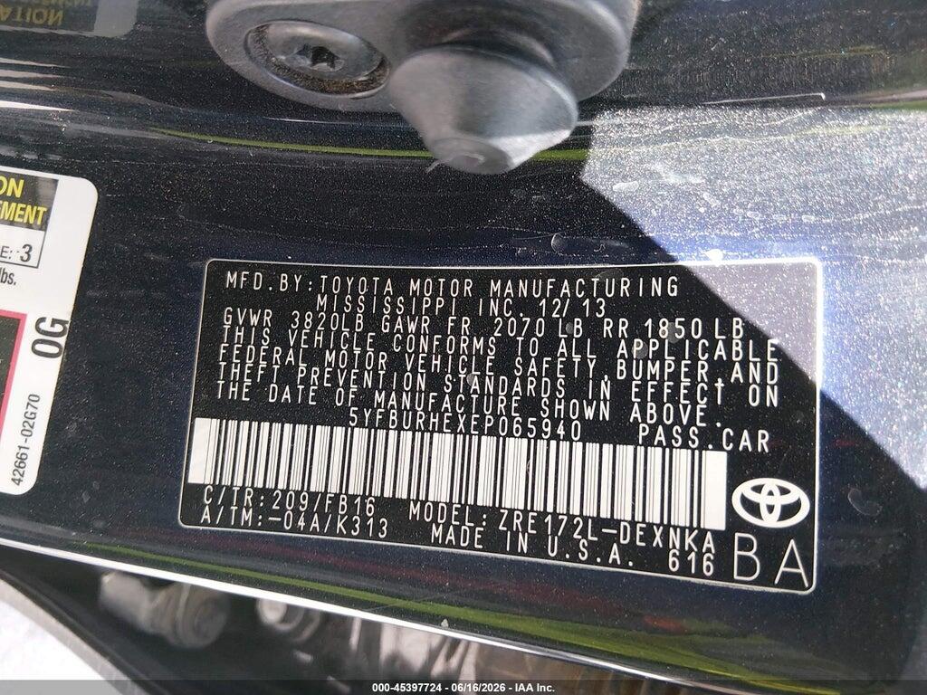 5YFBURHEXEP065940 2014 TOYOTA COROLLA photo no. 9