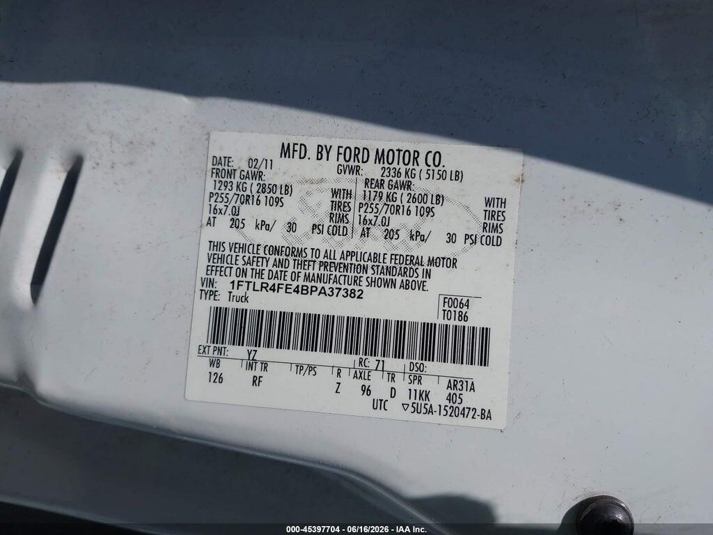 1FTLR4FE4BPA37382 2011 FORD RANGER photo no. 9