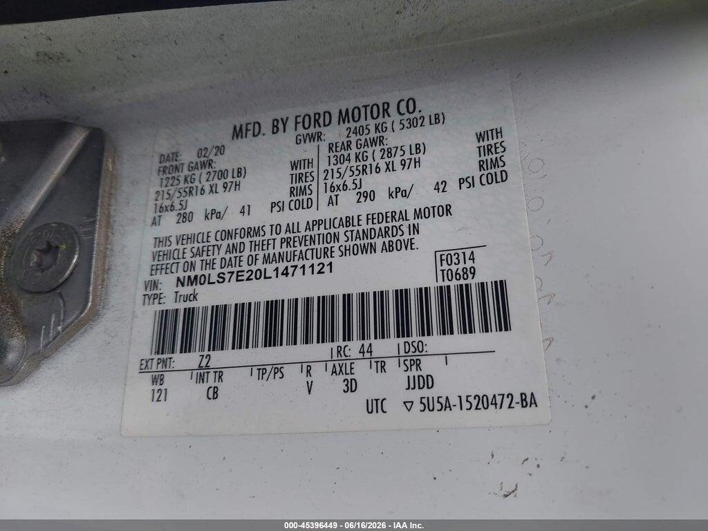 NM0LS7E20L1471121 2020 FORD TRANSIT CONNECT photo no. 9
