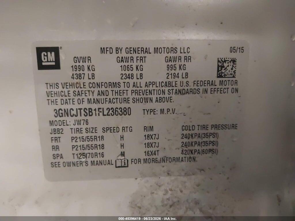 3GNCJTSB1FL236380 2015 CHEVROLET TRAX photo no. 9