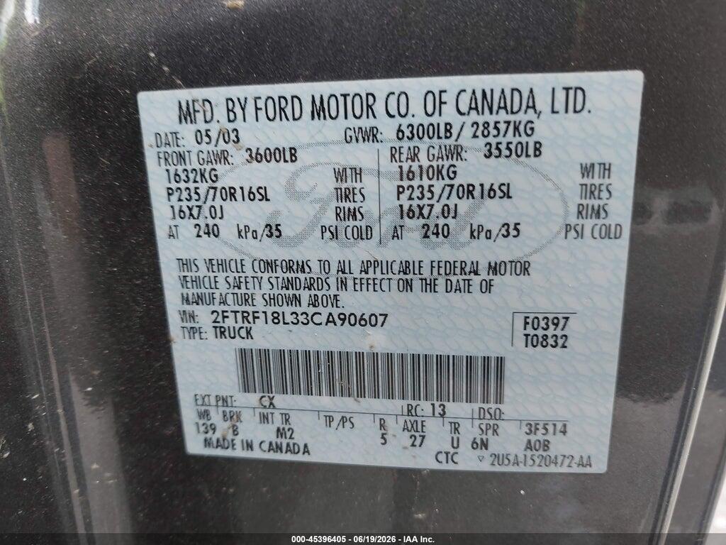 2FTRF18L33CA90607 2003 FORD F-150 photo no. 9