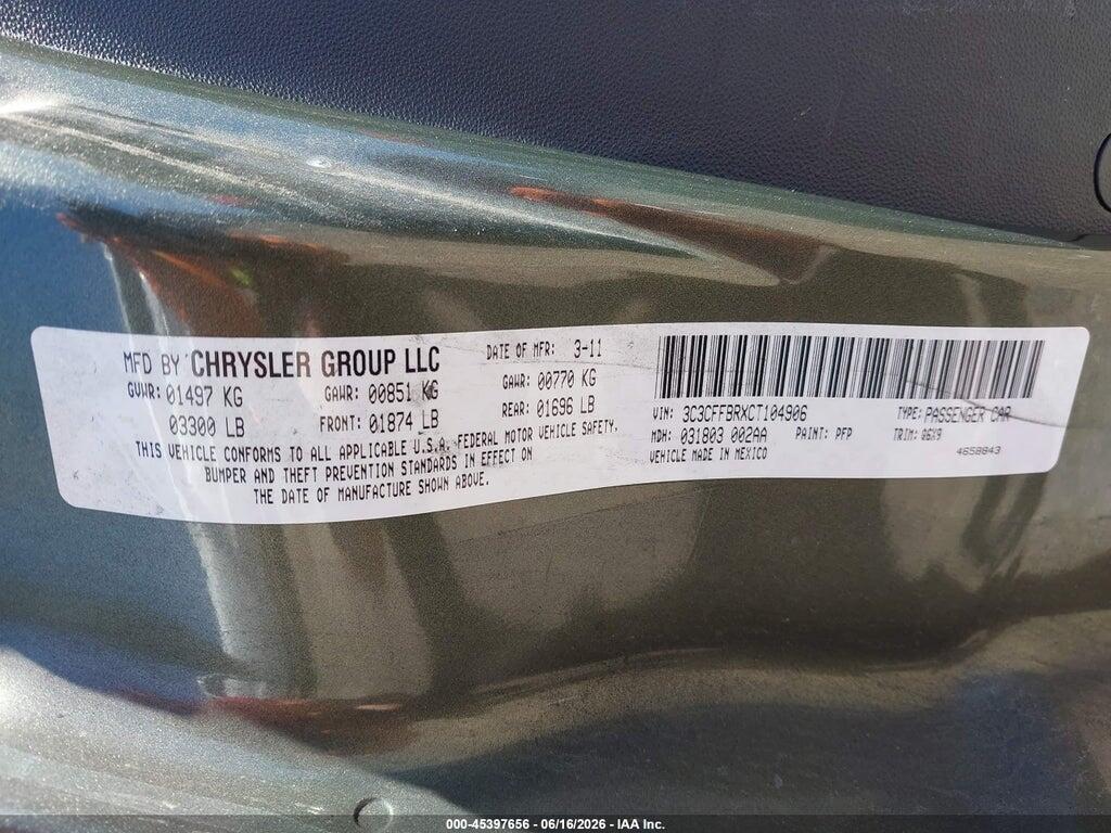 3C3CFFBRXCT104906 2012 FIAT 500 photo no. 9