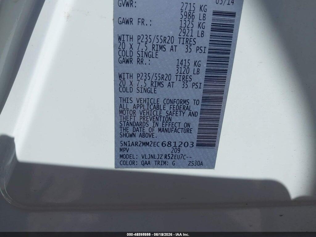 5N1AR2MM2EC681203 2014 NISSAN PATHFINDER photo no. 9