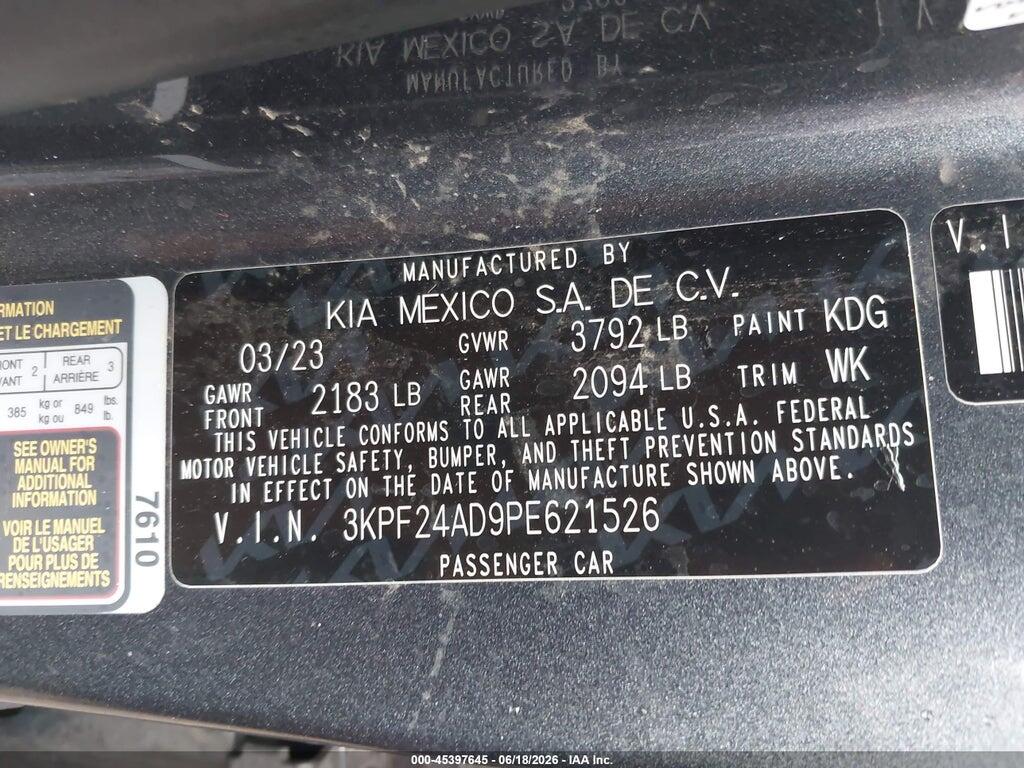 3KPF24AD9PE621526 2023 KIA FORTE photo no. 9